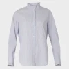 Discount Striped poplin shirt with stand up collar - CALYPSO Shirts & Blouses