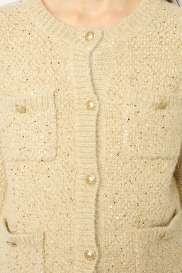 New Thick cardigan with sequins - JANELLY Knitwear
