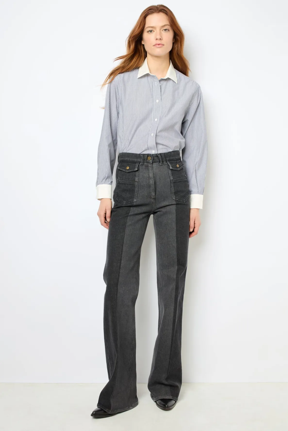 twotone_flared_jeans__ann_0.webp Cheap Two-tone flared jeans - ANNA Trousers