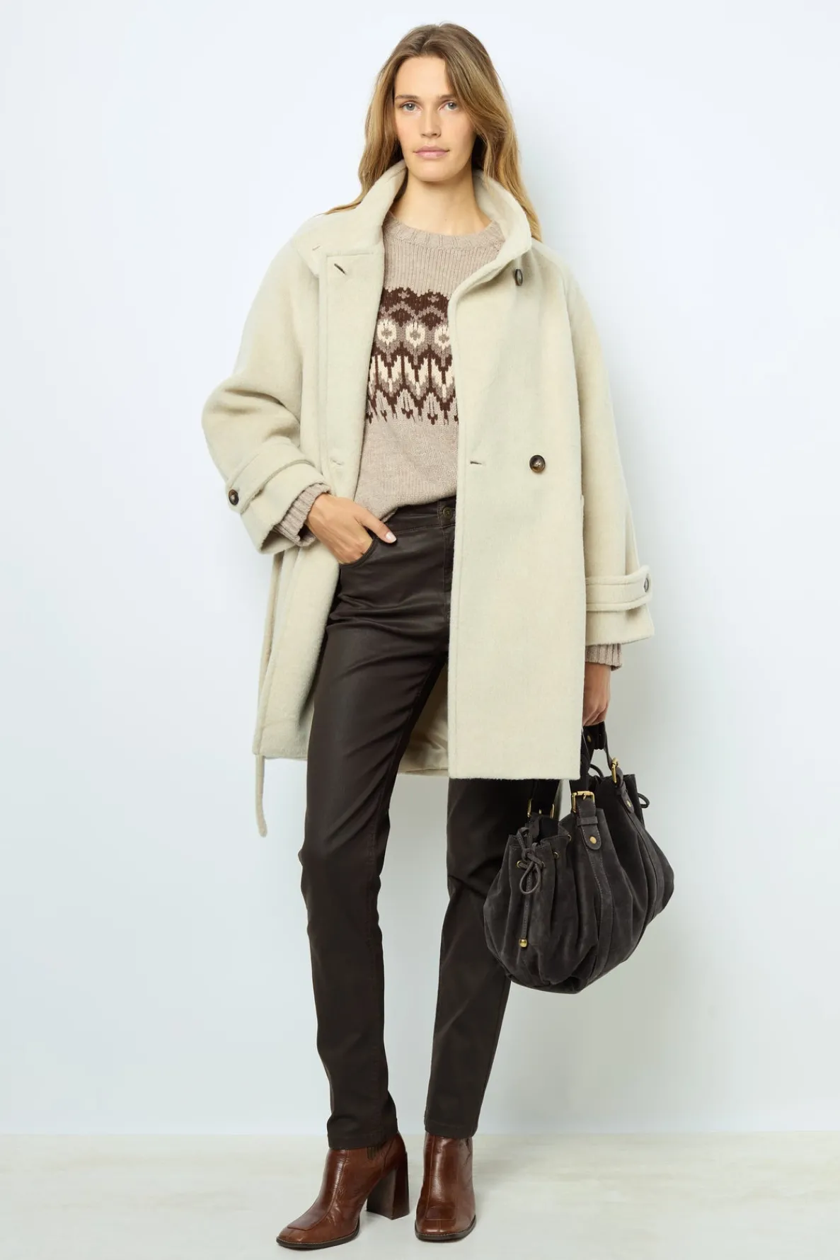waisted_midlength_coat__l_1.webp Best Sale Waisted mid-length coat - LOUISE Coats