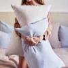 Fashion Washed linen pillowcase - sky blue Pillow Cases