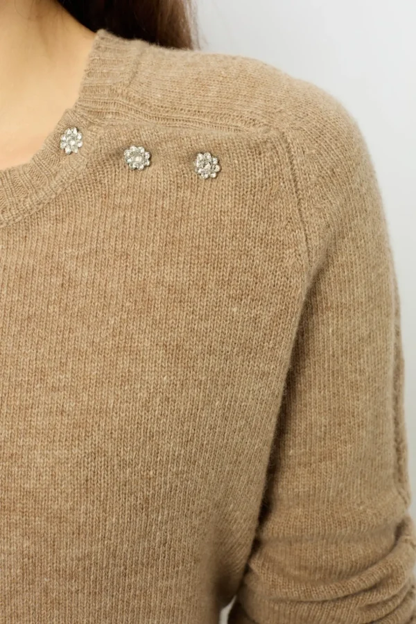 Cheap Wool sweater with rhineston