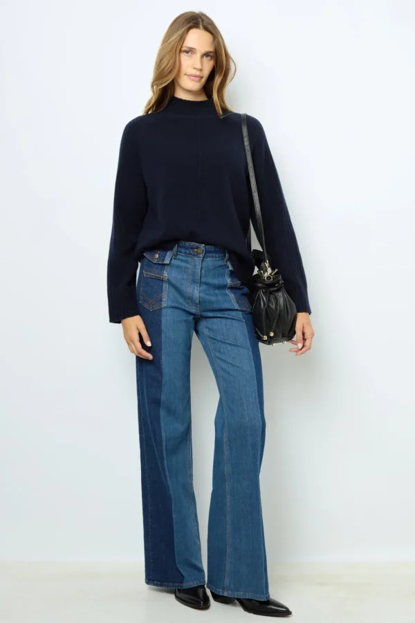 Fashion Wool sweater with stand up collar - JAINA Knitwear