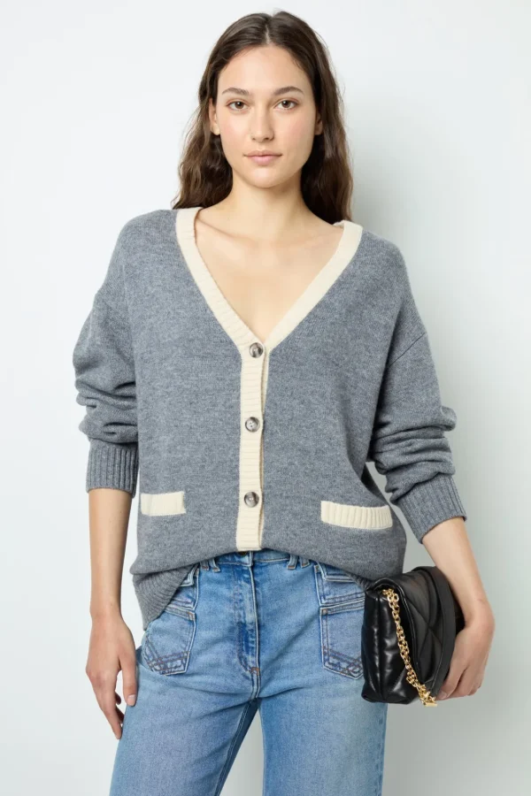 Cheap Wool two-coloured cardigan - JANNICE Knitwear